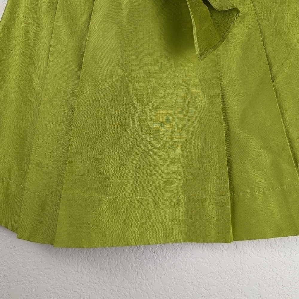 Y2K Trina Turk Silk Bow Mini Skirt Chartreuse Green S - Picture 12 of 12